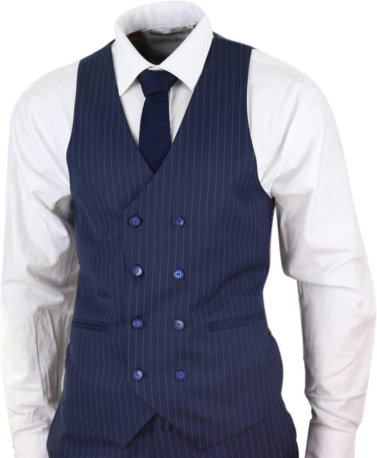 Pinstripe Navy Blue 3 Piece Suit