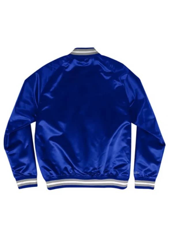 Mens Dodgers Blue and White Satin Varsity Jacket