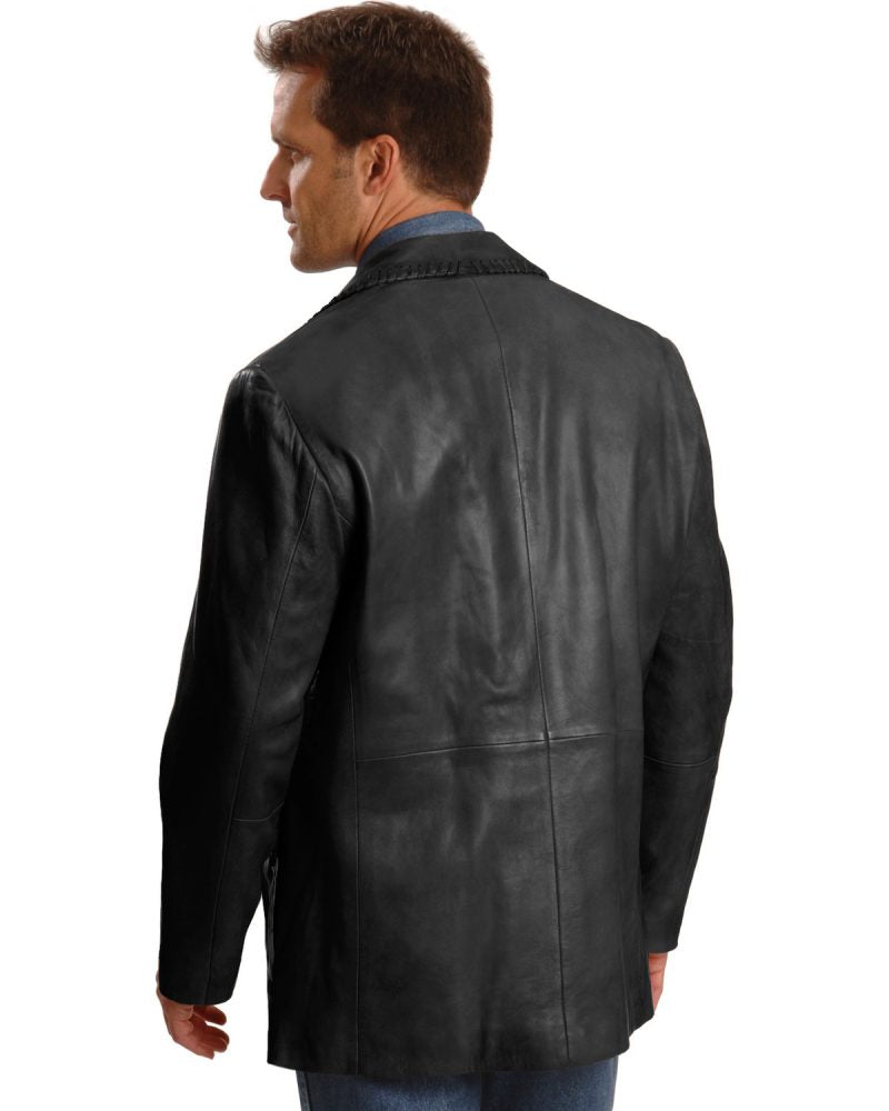 Scully Whipstitch Lambskin Black Leather Blazer