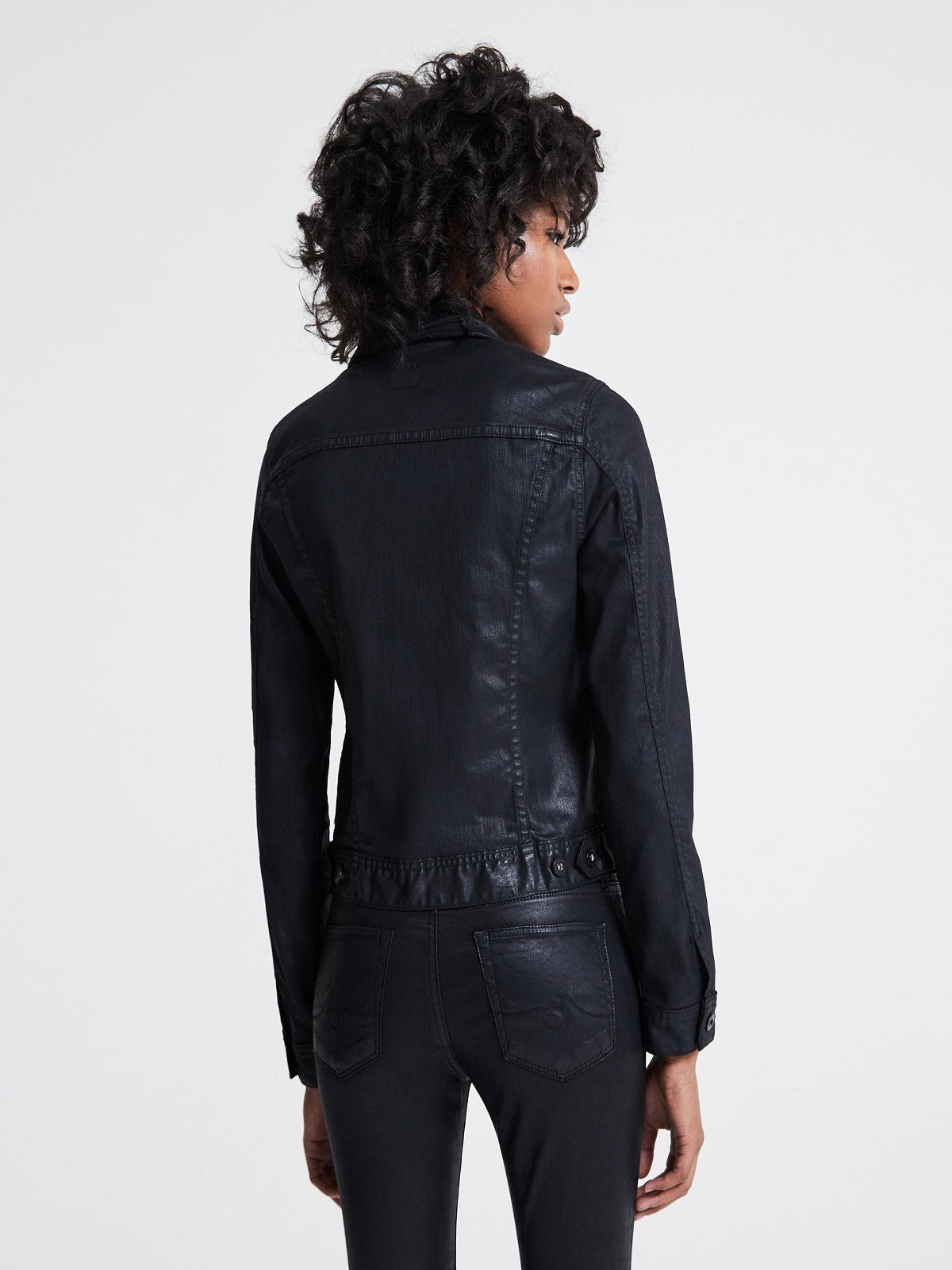 Women Black Button Closer Casual Leather Jacket - LJ.com