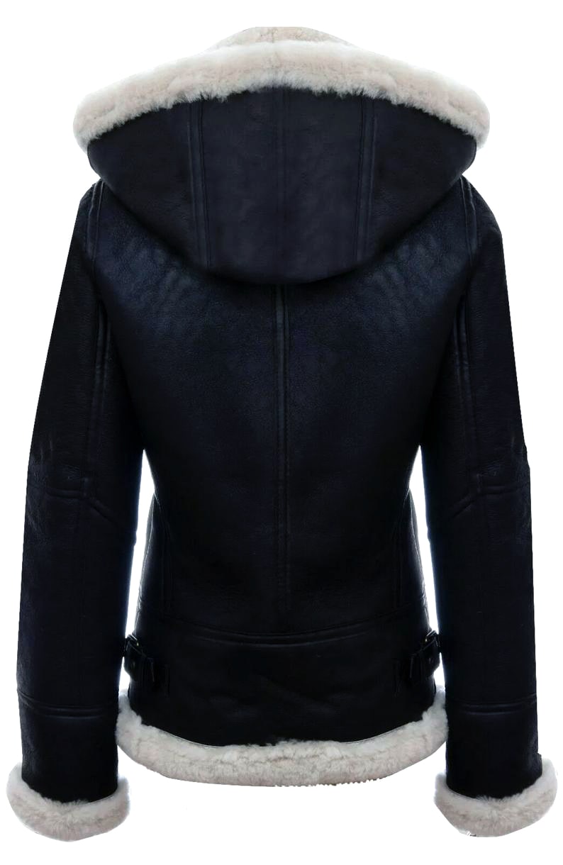 Women Hooded Shearling Jacket