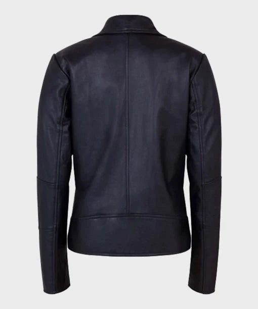 Womens Shawl Collar Black Leather Jacket