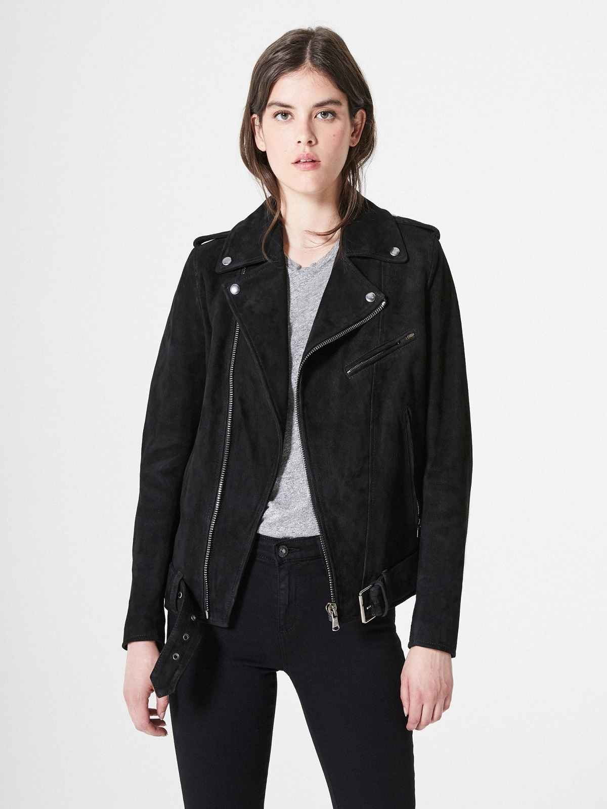 Black Suede Leather Jacket For Women - LJ.com