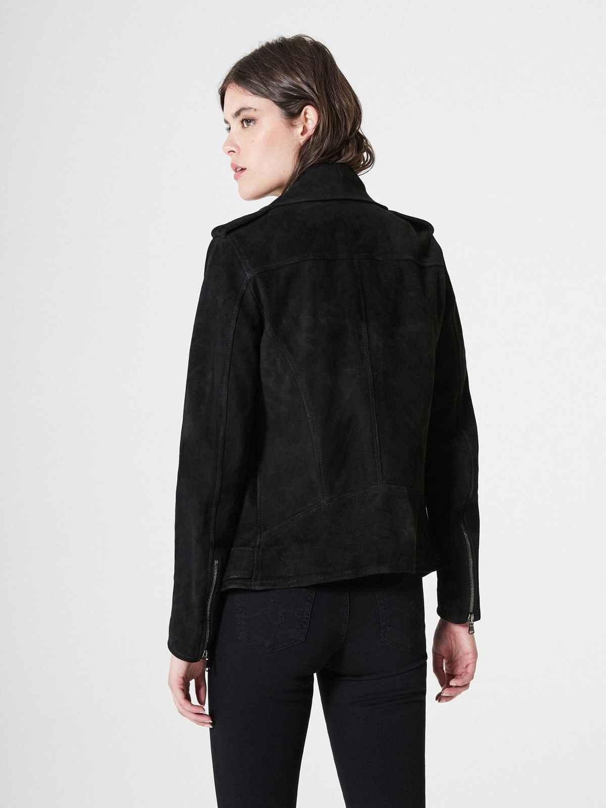 Black Suede Leather Jacket For Women - LJ.com