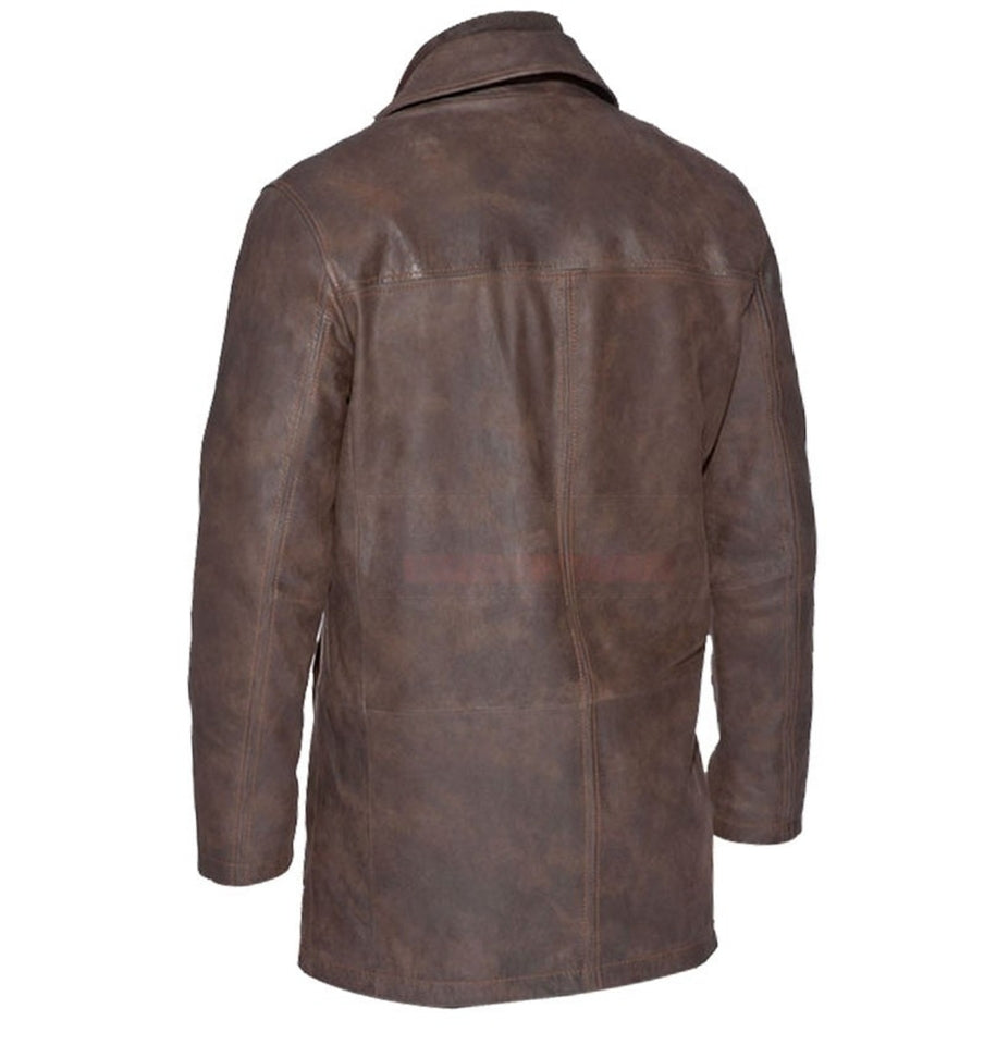 Mens Destino Brown Distressed Coat