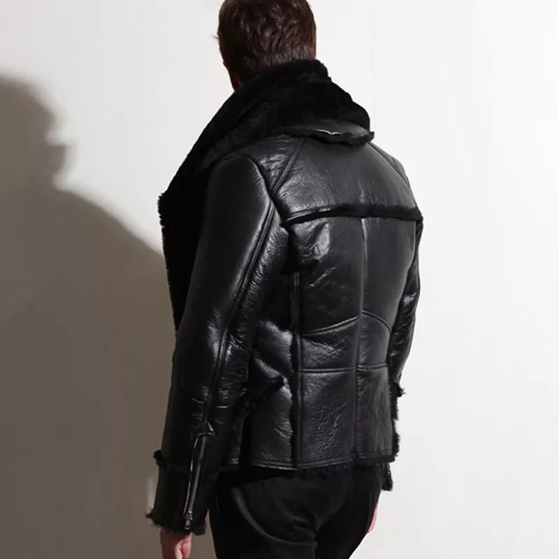 Men's Black B3 Sheepskin Bomber Jacket