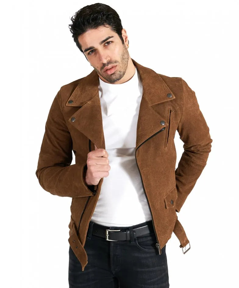 Men's Genuine Brown Suede Leather Jacket