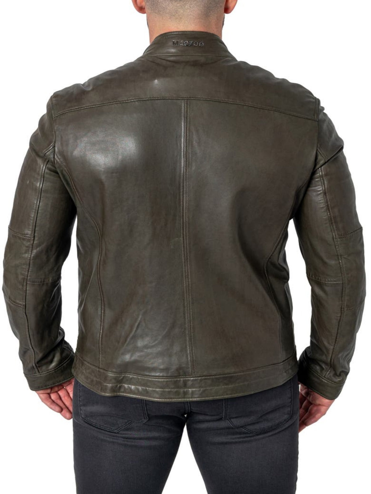 Mens Olive Green Leather Jacket