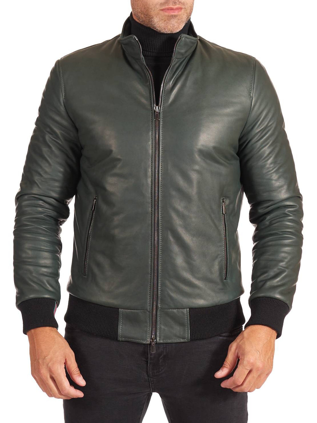 Gray Natural Real Leather Jacket