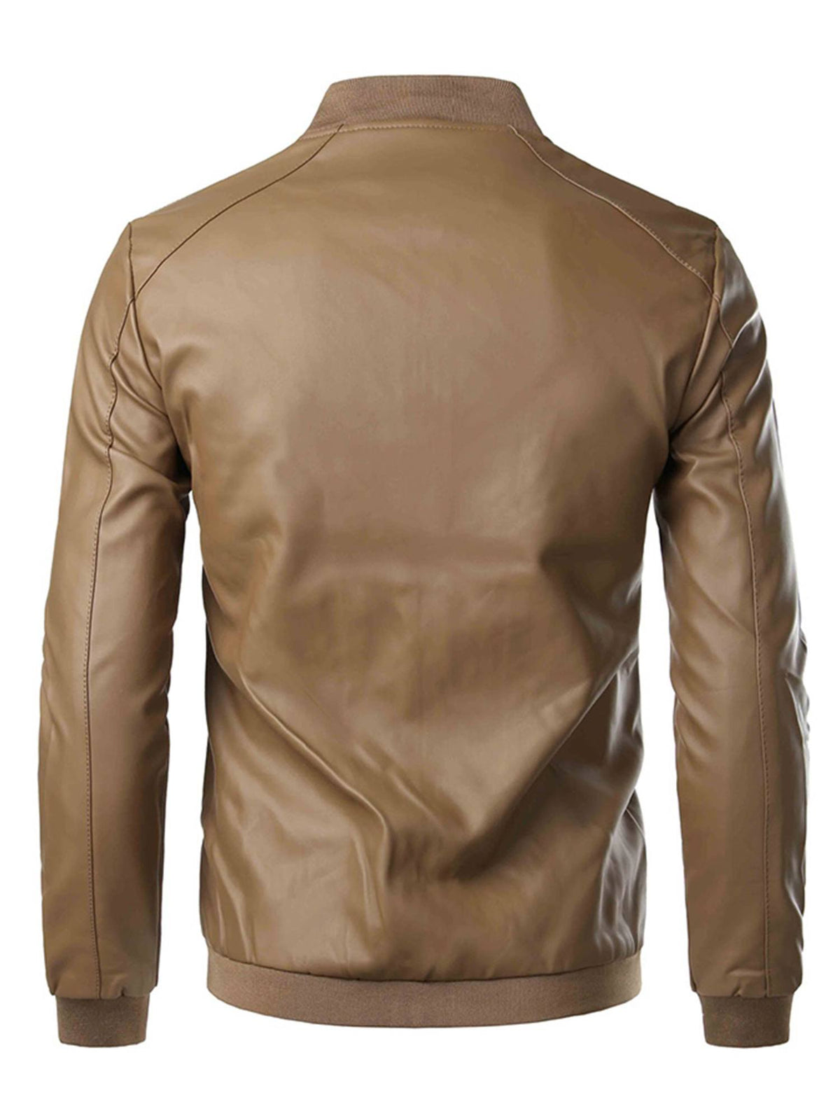 Mens Slim Fit Stand Collar Motorcycle Jacket