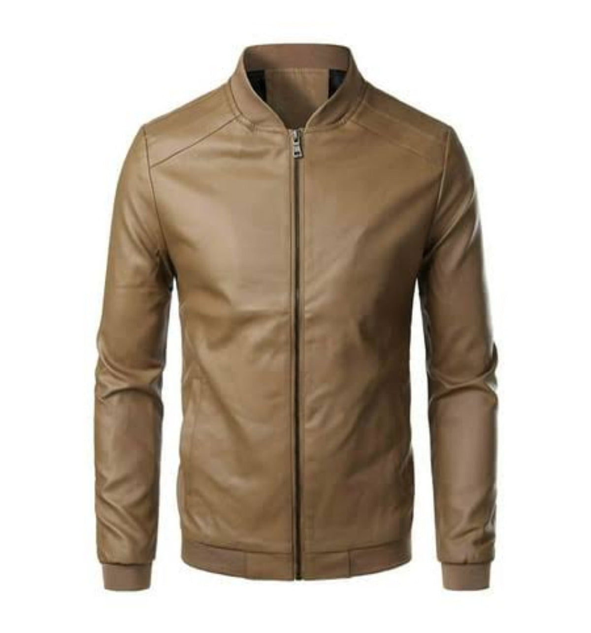 Mens Slim Fit Stand Collar Motorcycle Jacket