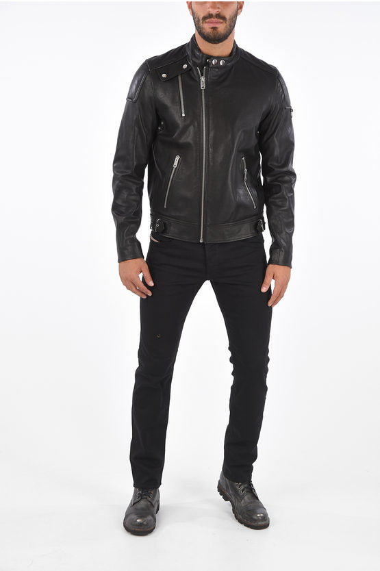 Diesel Black Leather Jacket for Men - LJ