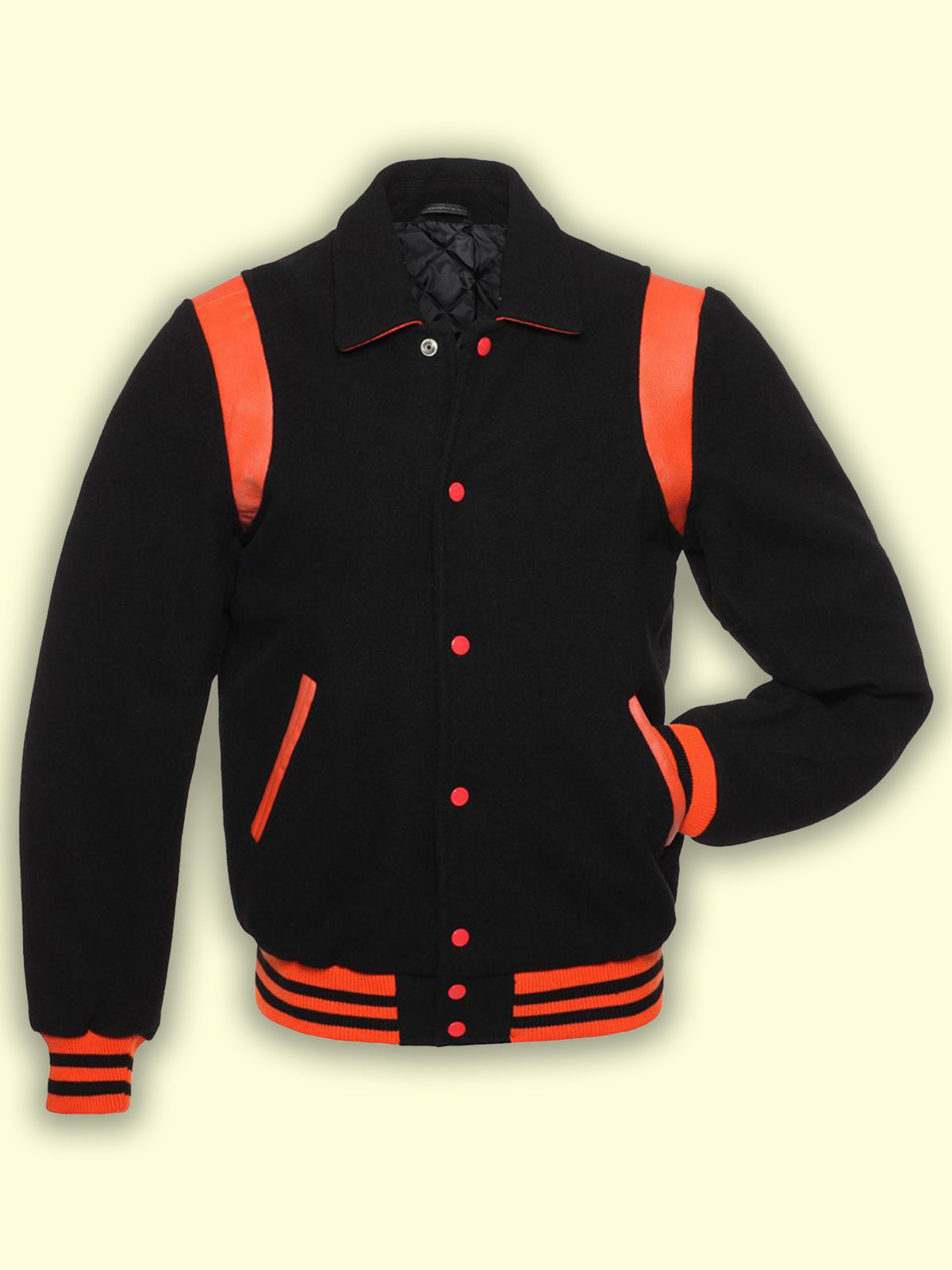 Black With Orange Varsity Jacket – LJ