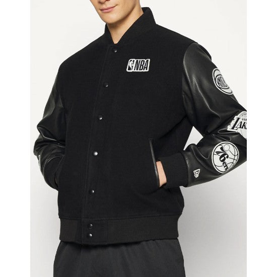 Mens NBA Multi Team Patch Varsity Jacket