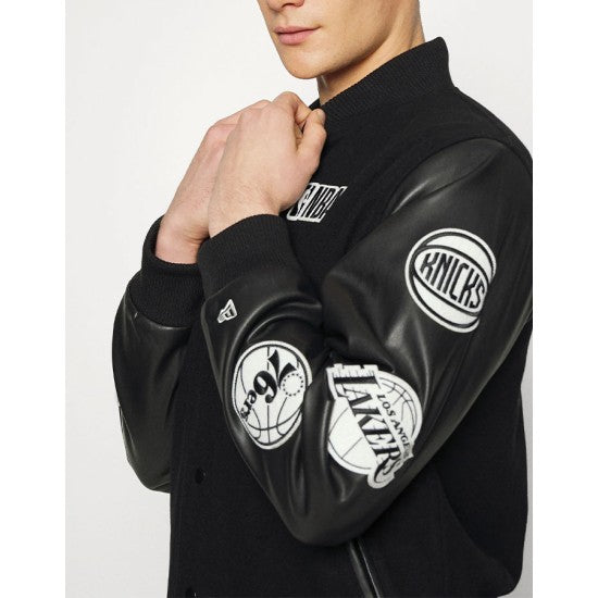 Mens NBA Multi Team Patch Varsity Jacket