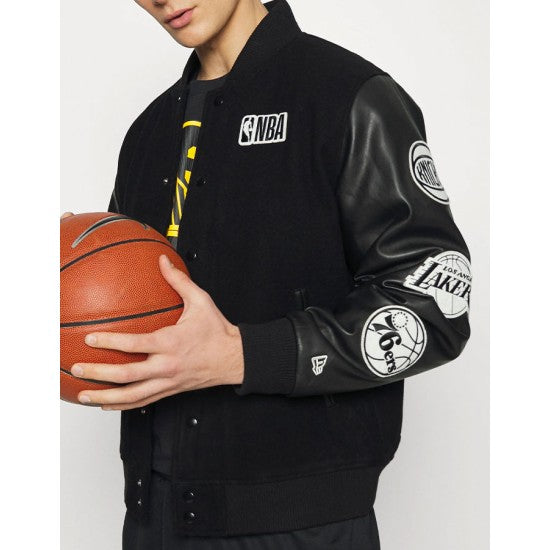 Mens NBA Multi Team Patch Varsity Jacket