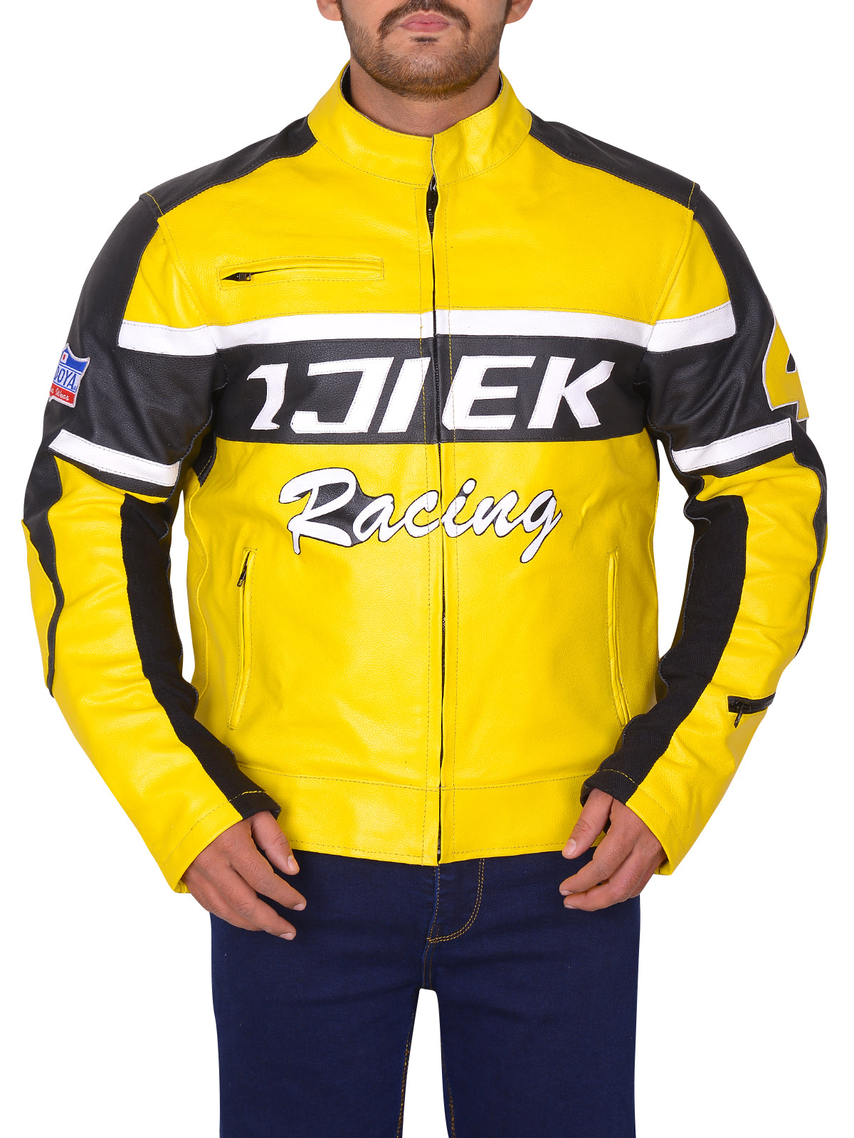 Black & Yellow Biker Real Leather Jacket – LJ