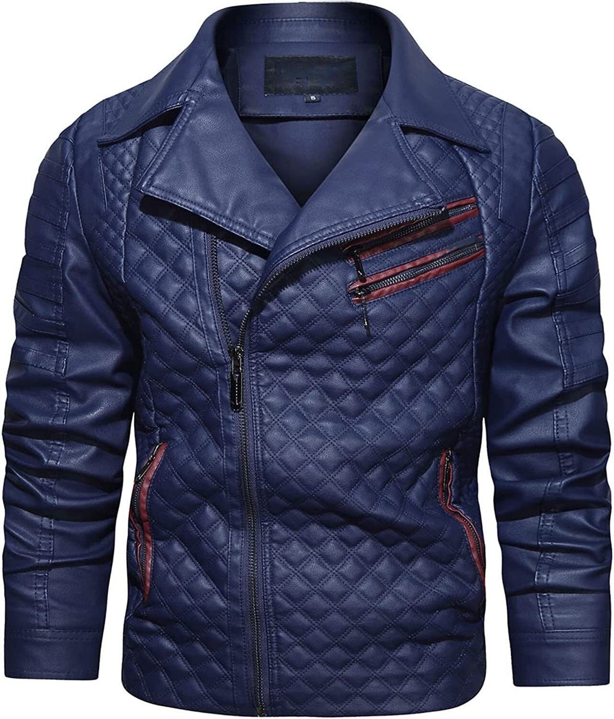 Mens Slim Fit Lapel Collar Leather Jacket