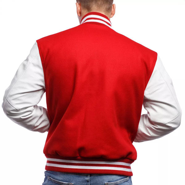 Men's Casual High Quality Red Varsity Jacket