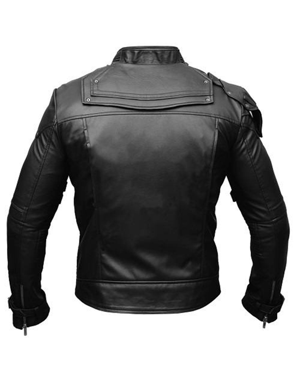 Men's Black Short Collar Genuine Leather Jacket