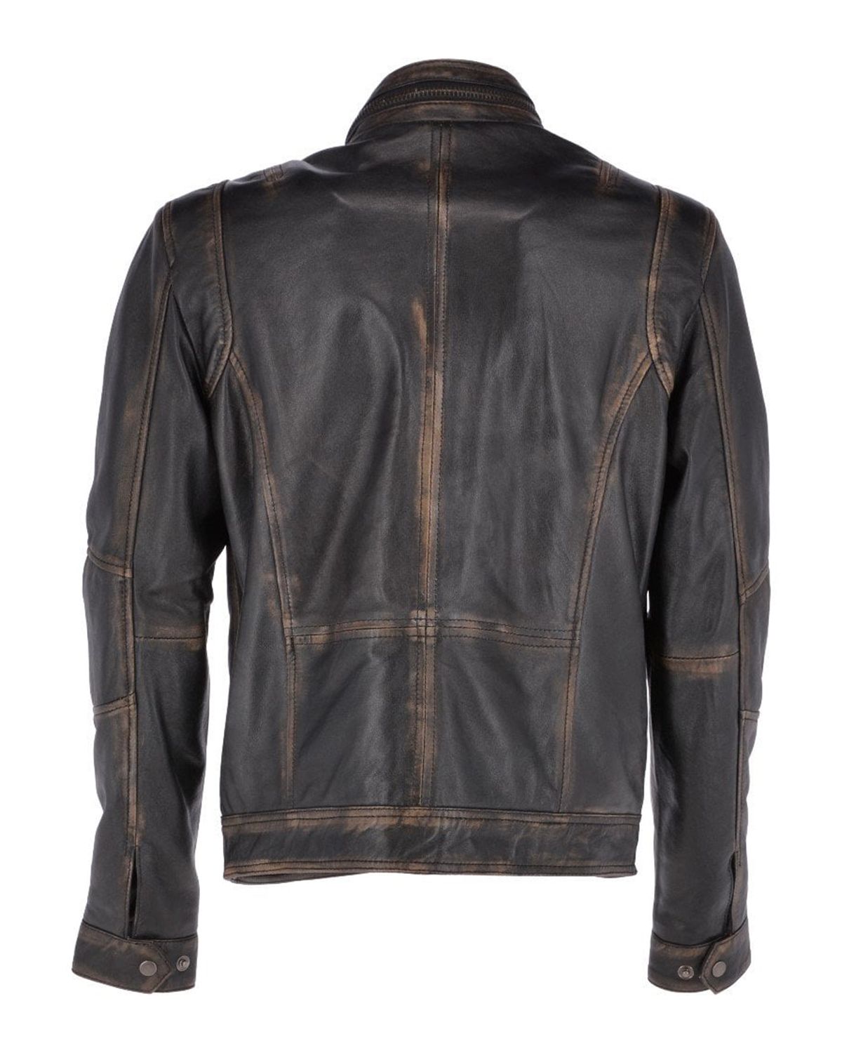 Men's Seven Pockets Biker Leather Jacket