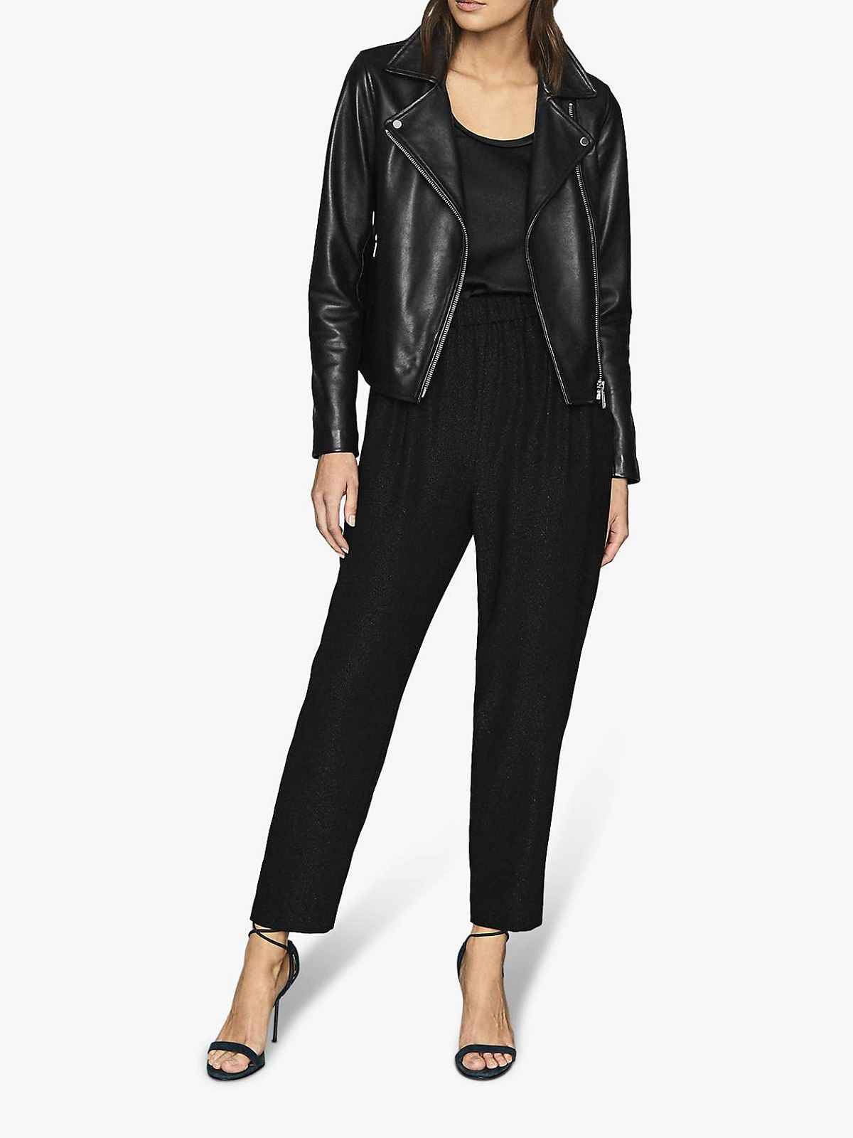 Womens Black Asymmetric Lined Leather Jacket – LJs