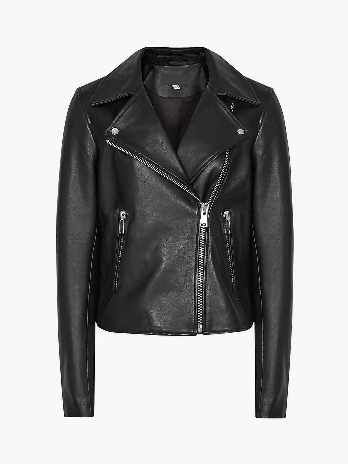Womens Black Asymmetric Lined Leather Jacket – LJs